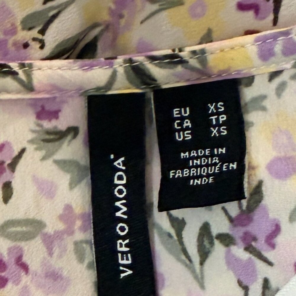 Vero Moda women's "Jeyne" Lavender/Yellow Floral Print Dress On White - Size XS - Picture 8 of 10